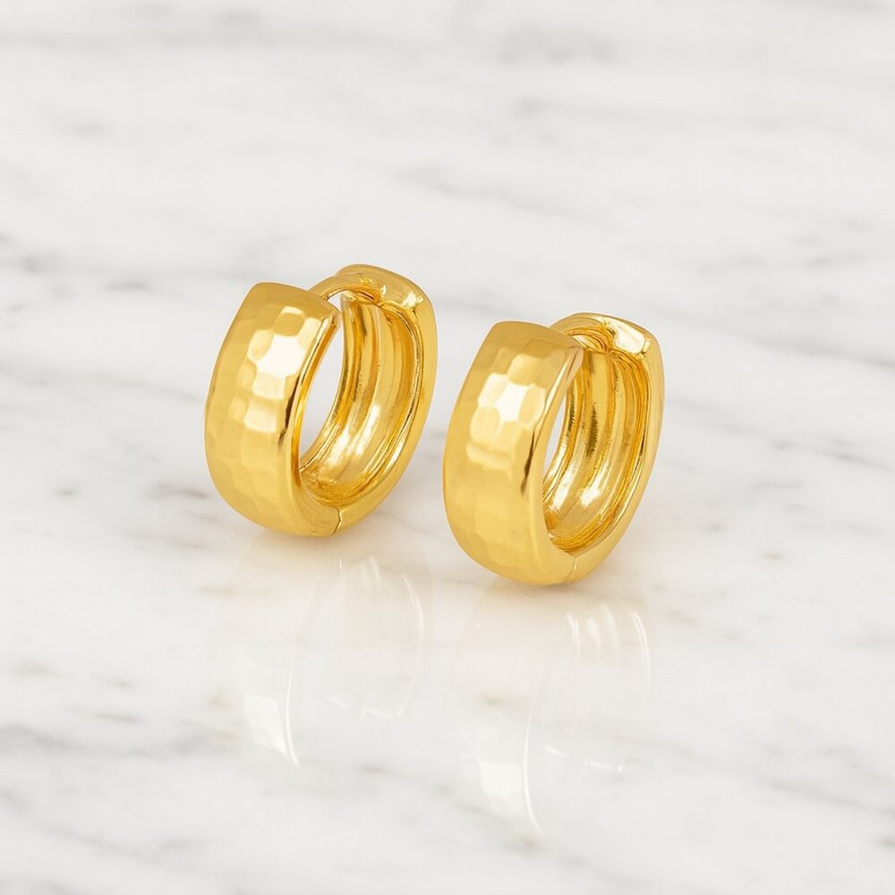 “Honor” Gold (or) Silver Hammered Hoop Earrings